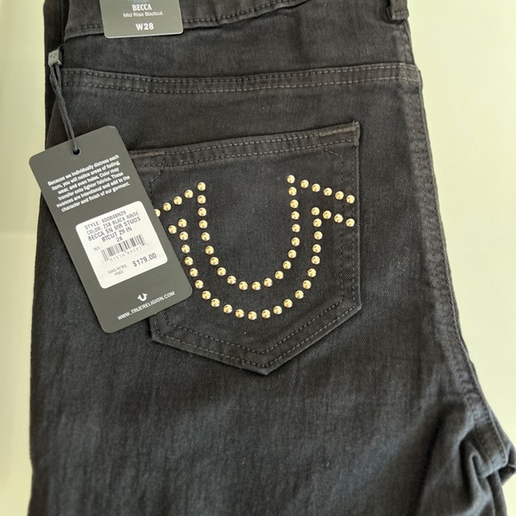 TRUE RELIGION BECCA Black Rinse Bootcut Studded Jeans - Picture 10 of 10